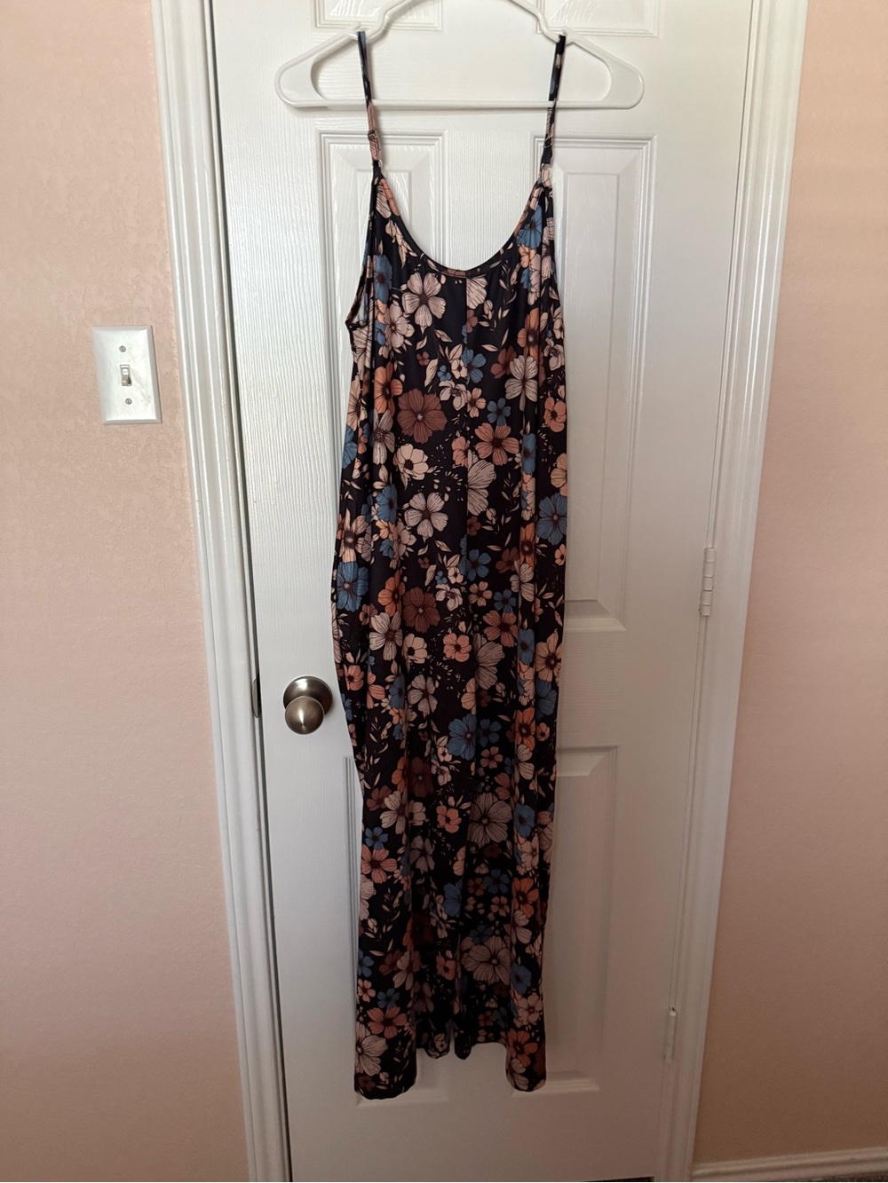 SHEIN Black Jumpsuit Floral with Pink & Blue Flowers 0XL